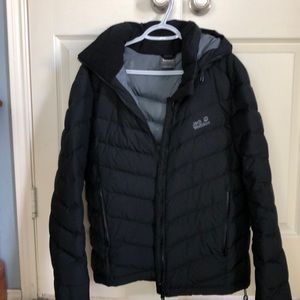 Jack Wolfskin Mens Black Hooded Down Puffer Jacket - Medium